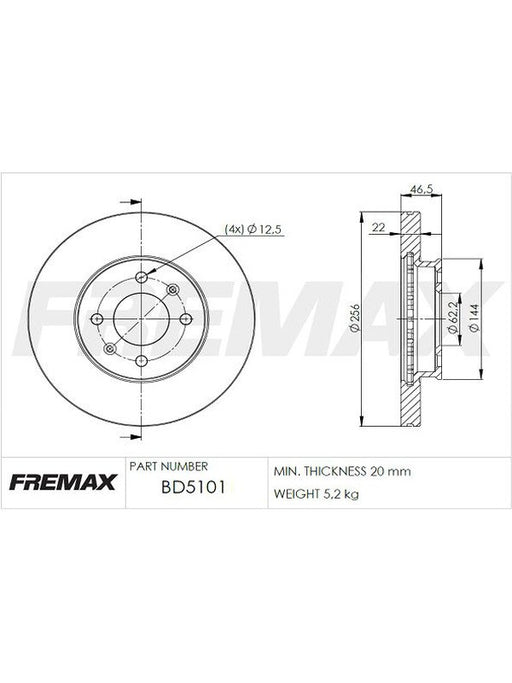 Fremax Brake Disc Front Pair BD-5101 Fremax - Micks Gone Bush