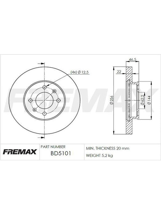 Fremax Brake Disc Front Pair BD-5101 Fremax - Micks Gone Bush