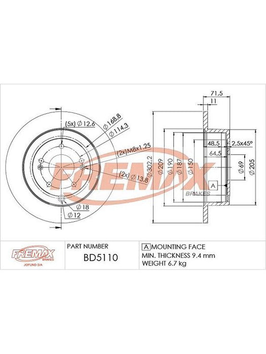 Fremax Brake Disc Rear Pair BD-5110 Fremax - Micks Gone Bush