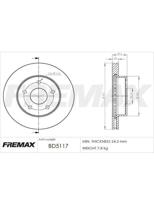Fremax Brake Disc Front Pair BD-5117 Fremax - Micks Gone Bush