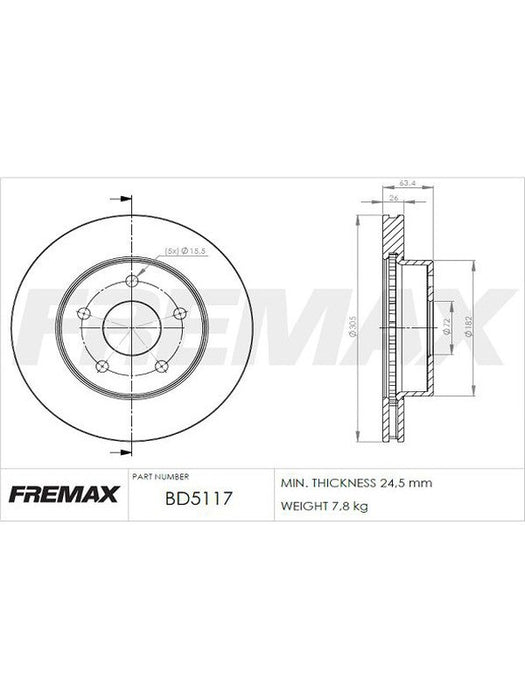 Fremax Brake Disc Front Pair BD-5117 Fremax - Micks Gone Bush