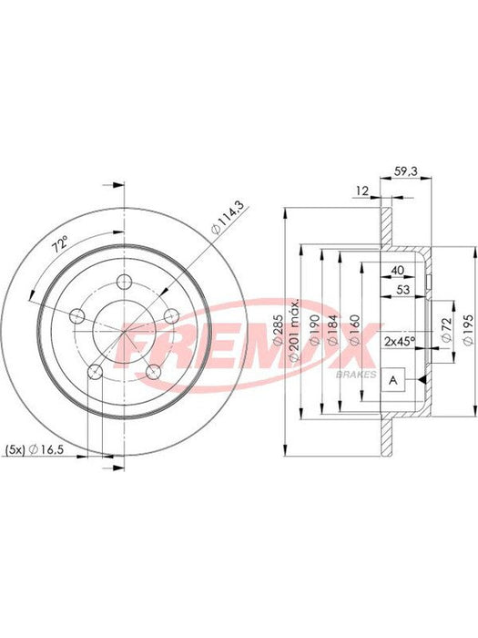 Fremax Brake Disc Rear Pair BD-5122 Fremax - Micks Gone Bush