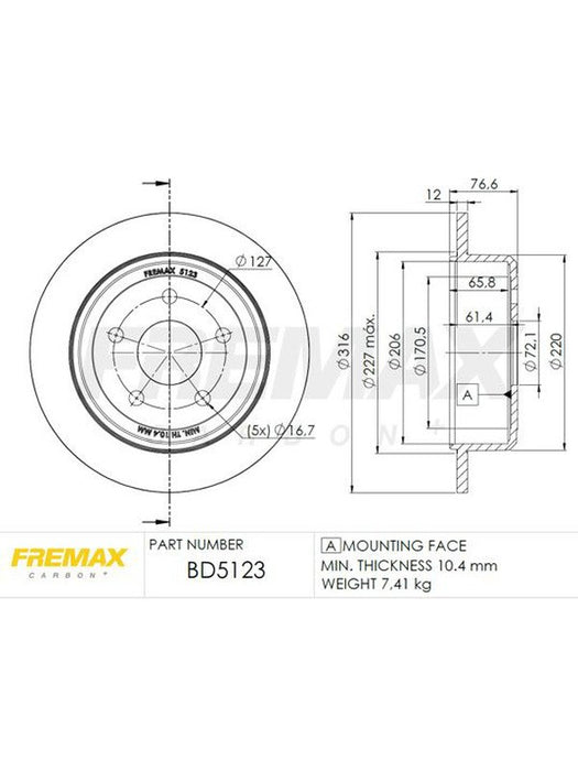 Fremax Brake Disc Rear Pair BD-5123 Fremax - Micks Gone Bush