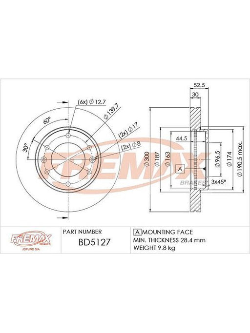 Fremax Brake Disc Front Each BD-5127 Fremax - Micks Gone Bush