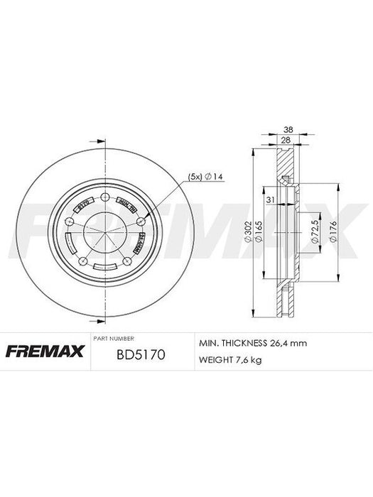 Fremax Brake Disc Front Pair BD-5170 Fremax - Micks Gone Bush