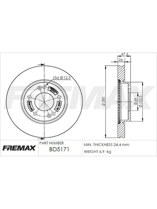 Fremax Brake Disc Front Pair BD-5171 Fremax - Micks Gone Bush