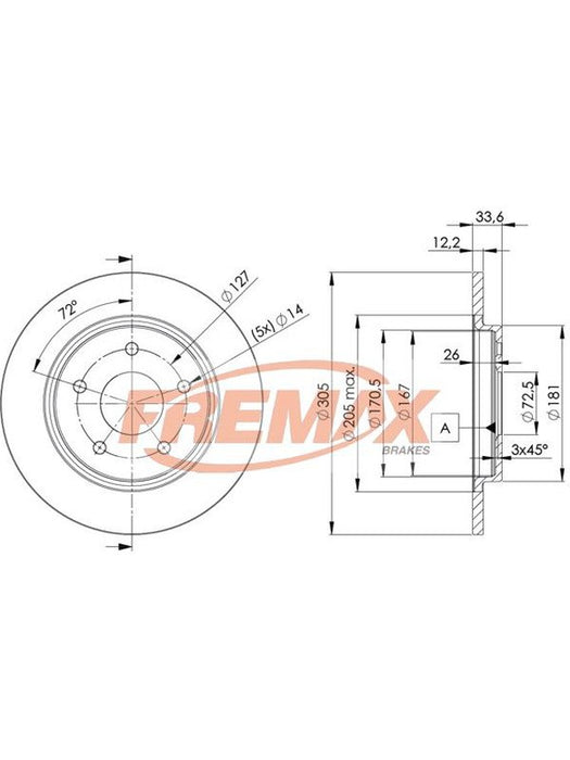 Fremax Brake Disc Rear Pair BD-5173 Fremax - Micks Gone Bush