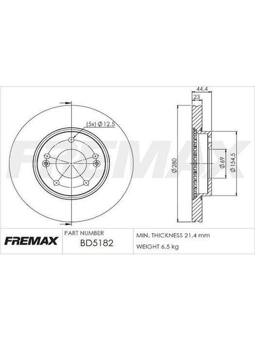 Fremax Brake Disc Front Pair BD-5182 Fremax - Micks Gone Bush