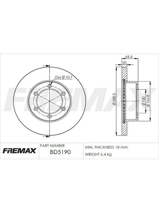 Fremax Brake Disc Front Pair BD-5190 Fremax - Micks Gone Bush