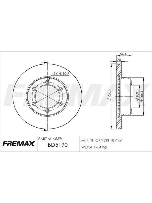 Fremax Brake Disc Front Pair BD-5190 Fremax - Micks Gone Bush