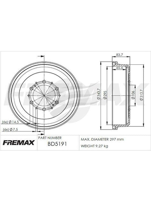 Fremax Brake Drum Pair Rear BD-5191 Fremax - Micks Gone Bush