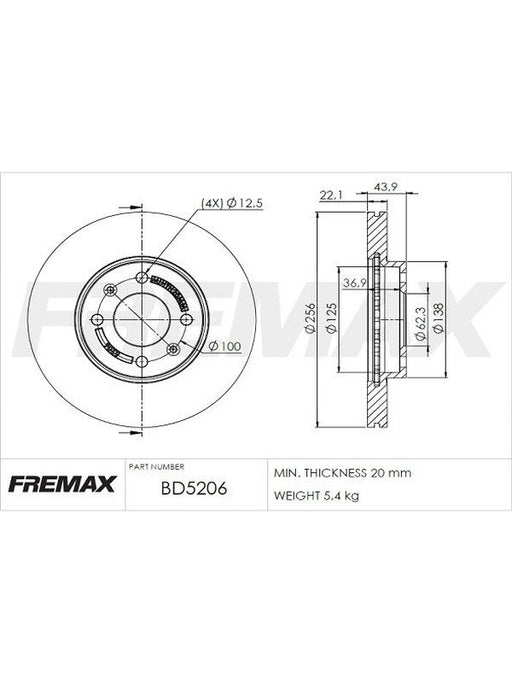 Fremax Brake Disc Front Pair BD-5206 Fremax - Micks Gone Bush