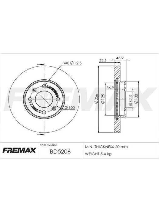 Fremax Brake Disc Front Pair BD-5206 Fremax - Micks Gone Bush