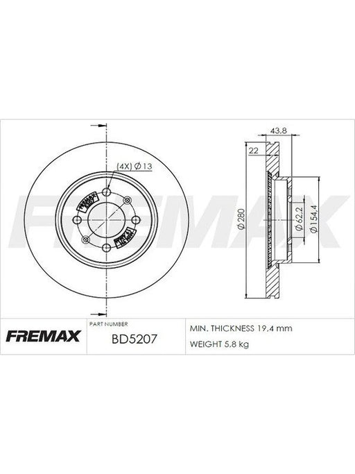 Fremax Brake Disc Front Pair BD-5207 Fremax - Micks Gone Bush