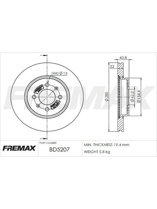 Fremax Brake Disc Front Pair BD-5207 Fremax - Micks Gone Bush