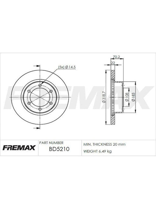 Fremax Brake Disc Front Pair BD-5210 Fremax - Micks Gone Bush