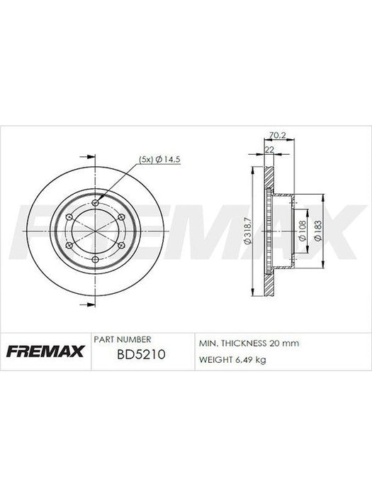 Fremax Brake Disc Front Pair BD-5210 Fremax - Micks Gone Bush