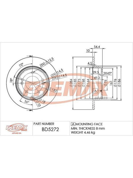 Fremax Brake Disc Rear Pair BD-5272 Fremax - Micks Gone Bush