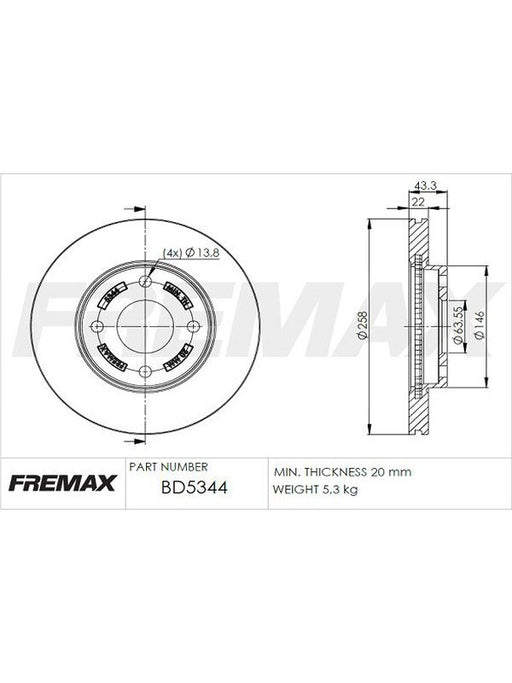 Fremax Brake Disc Front Pair BD-5344 Fremax - Micks Gone Bush