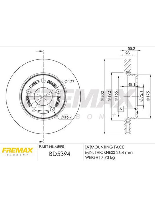 Fremax Brake Disc Front Pair BD-5394 Fremax - Micks Gone Bush