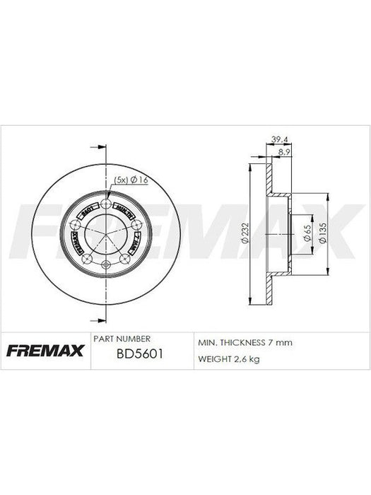 Fremax Brake Disc Rear Pair BD-5601 Fremax - Micks Gone Bush