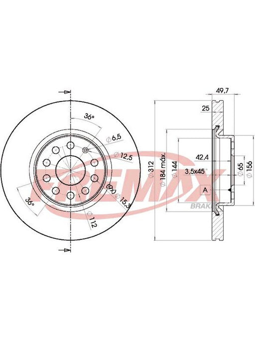 Fremax Brake Disc Front Pair Golf Mk5 Gti Jetta Passat BD-5618 Fremax - Micks Gone Bush