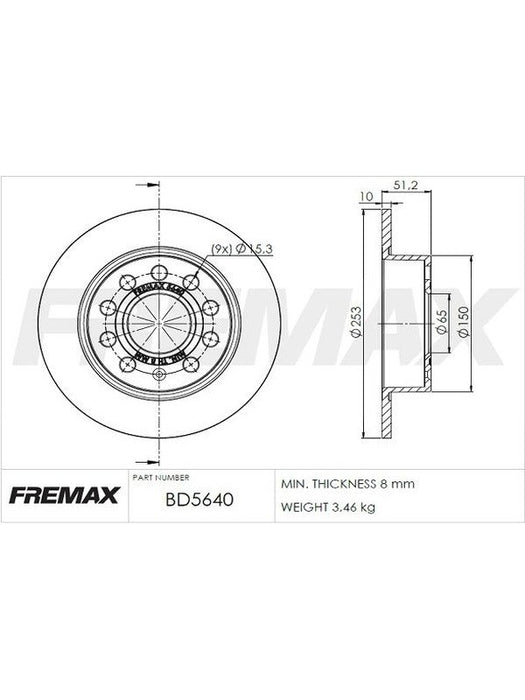 Fremax Brake Disc Rear Pair Golf Mk5 TDi Fsi BD-5640 Fremax - Micks Gone Bush
