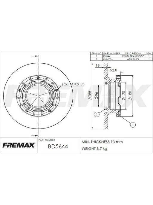 Fremax Brake Disc Rear Each BD-5644 Fremax - Micks Gone Bush