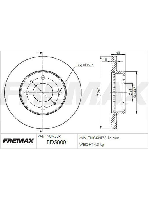 Fremax Brake Disc Front Pair BD-5800 Fremax - Micks Gone Bush
