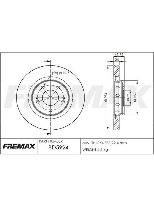 Fremax Brake Disc Front Pair BD-5924 Fremax - Micks Gone Bush