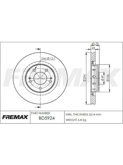 Fremax Brake Disc Front Pair BD-5924 Fremax - Micks Gone Bush