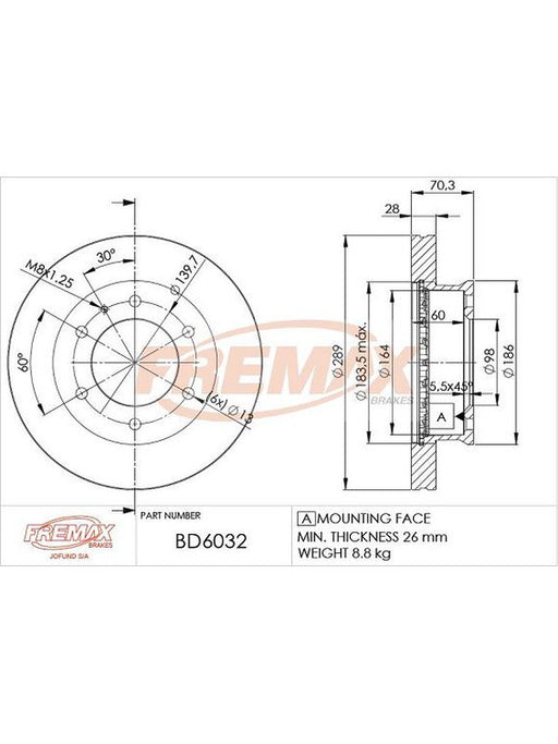 Fremax Brake Disc Front Pair BD-6032 Fremax - Micks Gone Bush