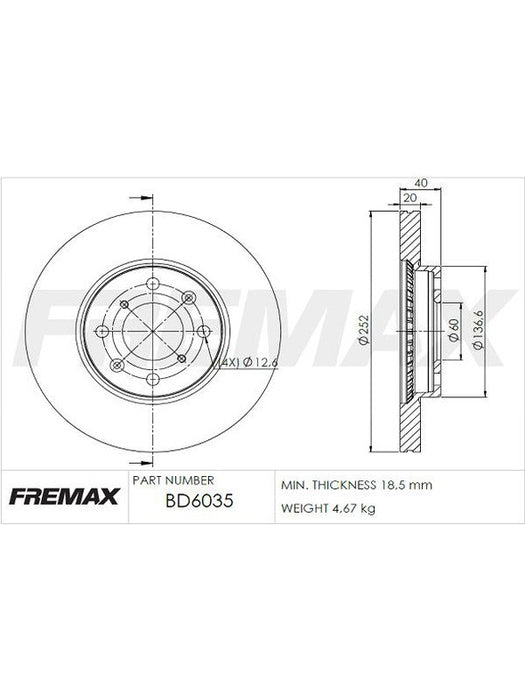 Fremax Brake Disc Front Pair BD-6035 Fremax - Micks Gone Bush