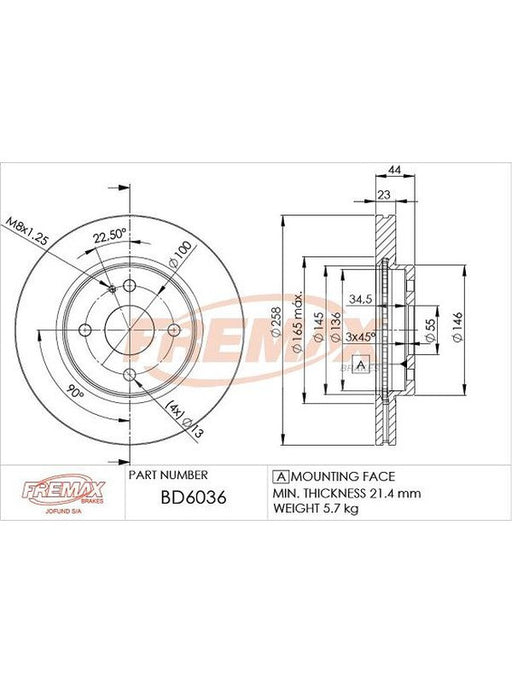 Fremax Brake Disc Front Pair BD-6036 Fremax - Micks Gone Bush