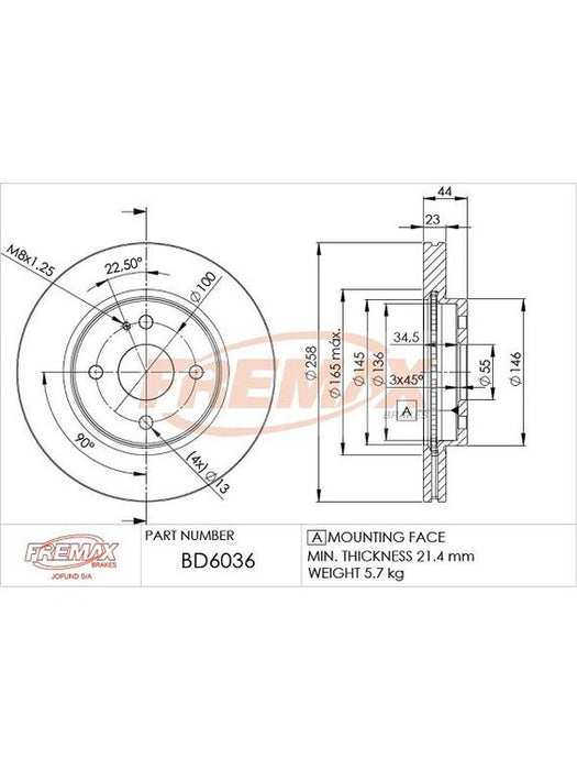 Fremax Brake Disc Front Pair BD-6036 Fremax - Micks Gone Bush