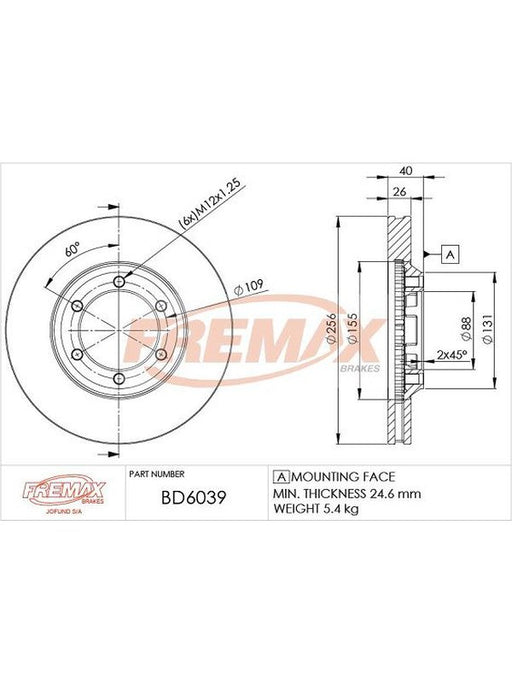 Fremax Brake Disc Front Pair BD-6039 Fremax - Micks Gone Bush