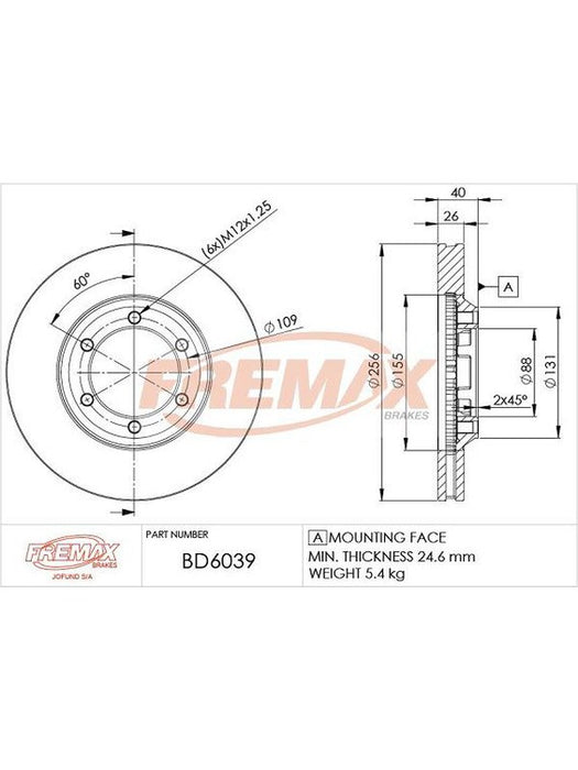 Fremax Brake Disc Front Pair BD-6039 Fremax - Micks Gone Bush