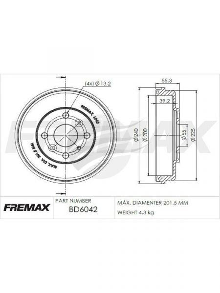 Fremax Brake Drum For Mazda 2 Rear BD-6042 Fremax - Micks Gone Bush