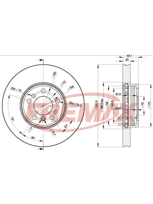 Fremax Brake Disc Front Each Bmw X5 To 8/2000 BD-6045 Fremax - Micks Gone Bush