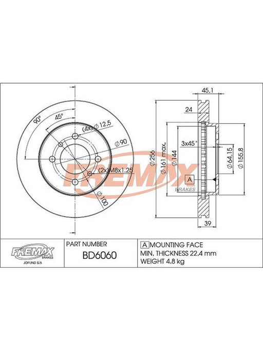 Fremax Brake Disc Front Pair BD-6060 Fremax - Micks Gone Bush