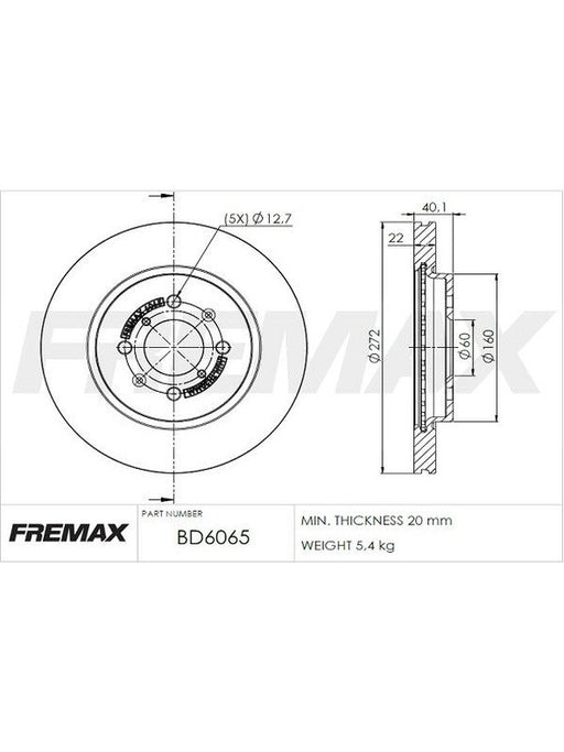 Fremax Brake Disc Front Pair BD-6065 Fremax - Micks Gone Bush