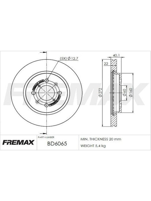 Fremax Brake Disc Front Pair BD-6065 Fremax - Micks Gone Bush