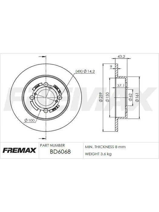 Fremax Brake Disc Rear Pair BD-6068 Fremax - Micks Gone Bush