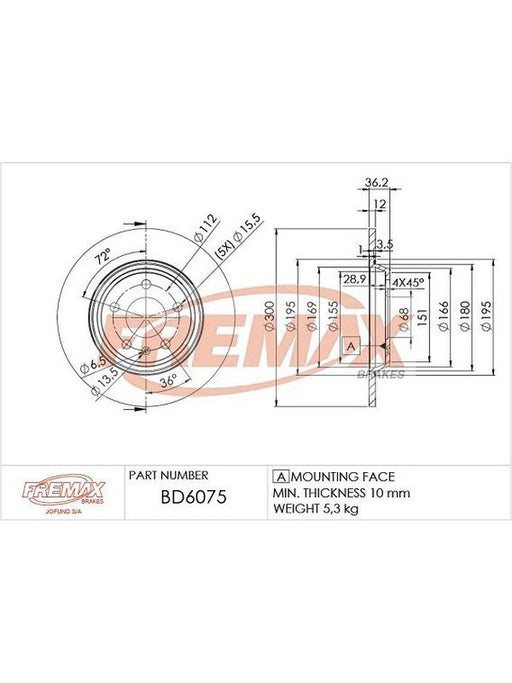 Fremax Brake Disc Front Pair Audi Q5 BD-6075 Fremax - Micks Gone Bush