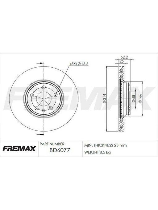 Fremax Brake Disc Front Pair Audi A4 B8 BD-6077 Fremax - Micks Gone Bush