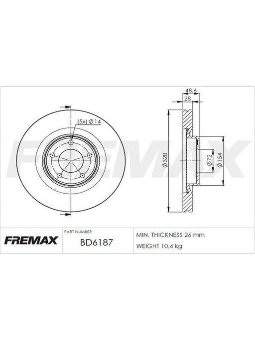 Fremax Brake Disc Front Each BD-6187 Fremax - Micks Gone Bush