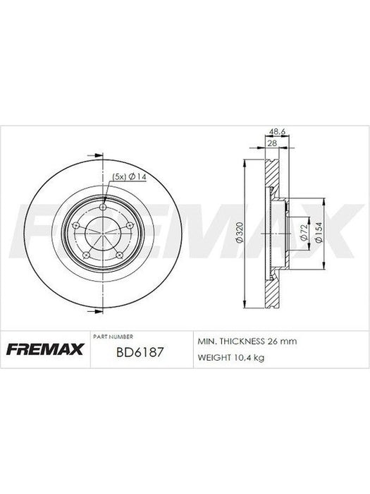 Fremax Brake Disc Front Each BD-6187 Fremax - Micks Gone Bush