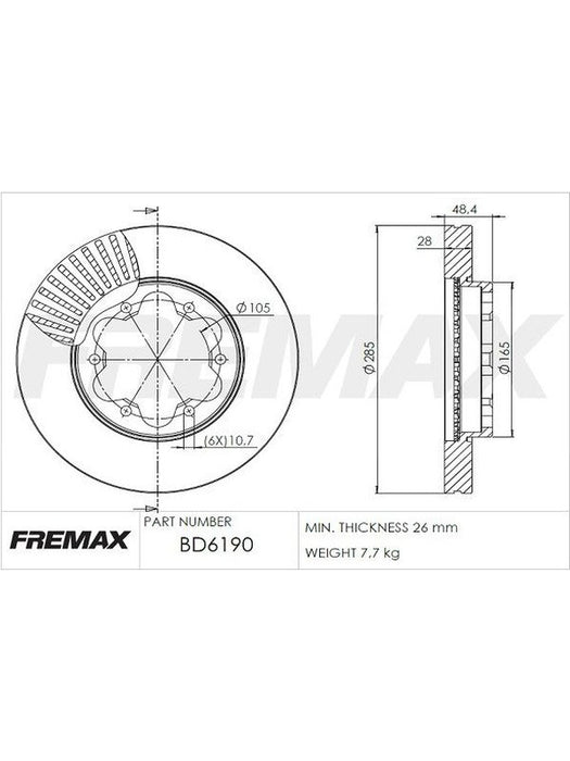 Fremax Brake Disc Front Pair BD-6190 Fremax - Micks Gone Bush