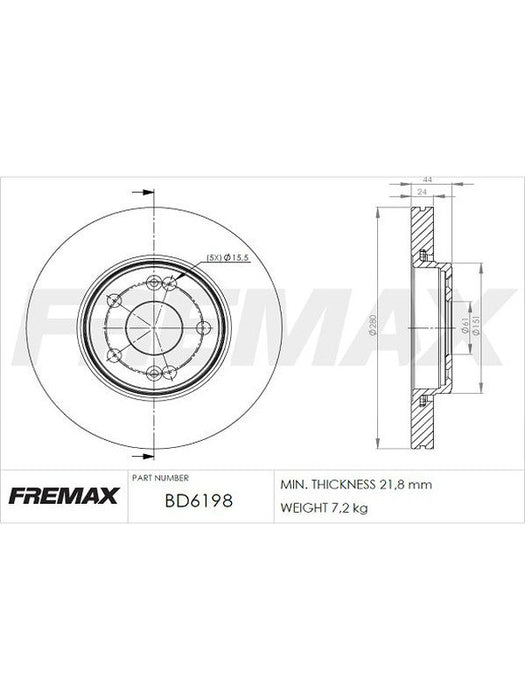 Fremax Brake Disc Front Pair BD-6198 Fremax - Micks Gone Bush