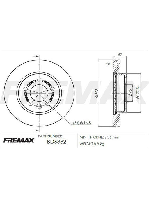 Fremax Brake Disc Front Pair VW Amarok 2010 - 2017 BD-6382 Fremax - Micks Gone Bush